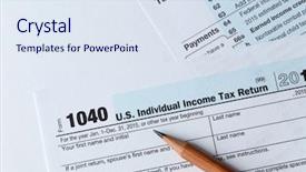  Presentation with tax income - Cool new theme with tax return form for 2015 backdrop and a sky blue colored foreground