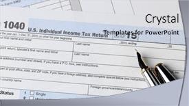  Presentation with tax income - Presentation design with tax return form for 2015 background and a  colored foreground