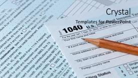  Presentation with income tax - Presentation design featuring tax return form for 2015 background and a light blue colored foreground