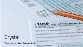  Presentation with tax income - Presentation having tax return form for 2015 background and a  colored foreground