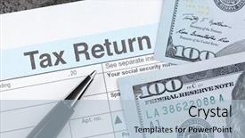  Presentation with tax - PPT theme consisting of tax return form pen background and a light blue colored foreground