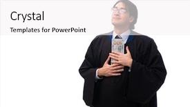  Presentation with judge it - Slide deck with tax rules - young handsome judge isolated background and a  colored foreground