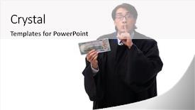  Presentation with judge - Cool new PPT theme with tax rules - young handsome judge isolated backdrop and a  colored foreground