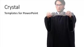  Presentation with judge - Amazing theme having tax rules - young handsome judge isolated backdrop and a  colored foreground