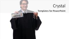  Presentation with judge computer - Audience pleasing presentation design consisting of tax rules - young handsome judge isolated backdrop and a  colored foreground