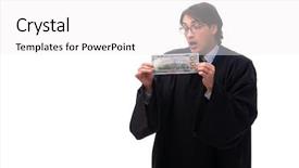  Presentation with judge - Beautiful PPT theme featuring tax rules - young handsome judge isolated backdrop and a  colored foreground