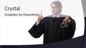  Presentation with judge it - Presentation enhanced with tax rules - young handsome judge isolated background and a white colored foreground