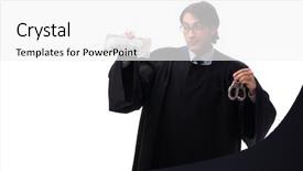  Presentation with judge it - Presentation theme consisting of tax rules - young handsome judge isolated background and a  colored foreground