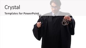  Presentation with judge - Presentation design with tax rules - young handsome judge isolated background and a white colored foreground