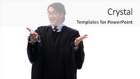  Presentation with judge - Presentation design with tax rules - young handsome judge isolated background and a white colored foreground