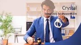  Presentation with courtroom - PPT theme having tax rules - young handsome judge sitting background and a lemonade colored foreground