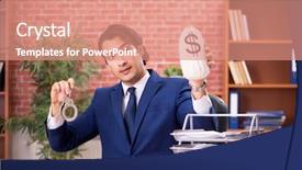  Presentation with law enforcement police dispatcher working - PPT layouts with tax rules - young handsome lawyer working background and a coral colored foreground