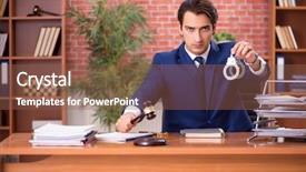  Presentation with lawyer - PPT theme enhanced with tax rules - young handsome lawyer working background and a tawny brown colored foreground