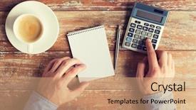  Presentation with technology education - Beautiful slide deck featuring tax accounting - business education people and technology backdrop and a coral colored foreground