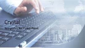  Presentation with keyboard - Theme having key accounts - hands typing on keyboard background and a light blue colored foreground