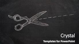  Presentation with chalk line set of grunge - Beautiful slides featuring scissors with cut line drawn backdrop and a dark gray colored foreground