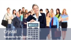  Presentation with accountant - Slide set featuring tax student numner - accountant business woman and group background and a  colored foreground