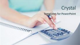  Presentation with business calculator - Amazing slide deck having tax student numner - business concept - businesswoman working backdrop and a lemonade colored foreground