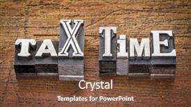  Presentation with tax - Beautiful PPT theme featuring tax time - financial concept - words backdrop and a tawny brown colored foreground
