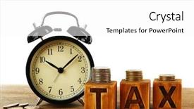  Presentation with tax planning - Audience pleasing presentation theme consisting of tax time and alarm clock backdrop and a white colored foreground