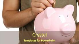  Presentation with piggy bank broken piggybank - Slide set enhanced with figures coins balancing - man put coin background and a  colored foreground