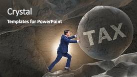  Presentation with taxes - Theme having taxation - businessman in high taxes business background and a dark gray colored foreground