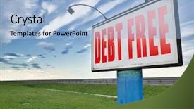  Presentation with debt reduction - Presentation with taxes having good credit financial background and a light blue colored foreground