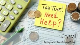  Presentation with cash - PPT layouts enhanced with taxes pay - money concept green calculator background and a sky blue colored foreground