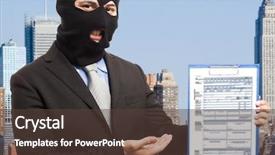  Presentation with pay - Cool new presentation theme with taxes pay - thief businessman showing a document backdrop and a tawny brown colored foreground