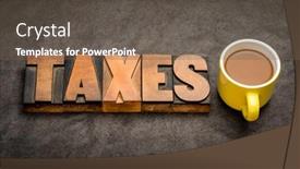  Presentation with taxes - Cool new PPT theme with taxes-word-banner-word-abstract backdrop and a violet colored foreground