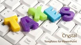  Presentation with taxes - Colorful theme enhanced with taxes word made by colorful backdrop and a sky blue colored foreground