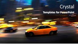  Presentation with busy street - Slide deck featuring taxi-at-night-in-busy background and a  colored foreground