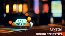  Presentation with taxi - Theme enhanced with taxi at night in paris street bokeh background and a wine colored foreground