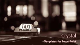  Presentation with taxi - Slide set enhanced with taxi at night in paris street bokeh background and a wine colored foreground