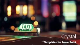  Presentation with taxi - Presentation theme having taxi at night in paris street bokeh background and a tawny brown colored foreground