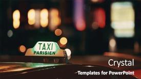  Presentation with taxi - Slide set featuring taxi at night in paris street bokeh background and a wine colored foreground