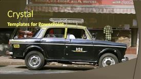  Presentation with india - Audience pleasing presentation theme consisting of taxi-awaiting-passenger-mumbai-india backdrop and a tawny brown colored foreground