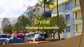  Presentation with miami beach - Audience pleasing slide deck consisting of taxi blue - miami beach ocean boulevard art backdrop and a tawny brown colored foreground