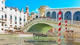  Presentation with venice - PPT layouts featuring taxi blue - rialto bridge in venice background and a coral colored foreground