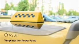  Presentation with taxi - Slides featuring taxi car on street background and a yellow colored foreground