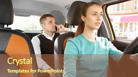  Presentation with female male symbol - Slide set featuring taxi driver and male passenger background and a red colored foreground