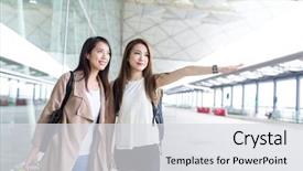  Presentation with hong kong airport - Presentation design with taxi in hong kong airport background and a light gray colored foreground