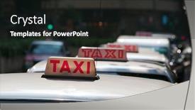  Presentation with queue - PPT theme consisting of taxi-queue-up-in-city background and a wine colored foreground