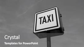  Presentation with taxi - Slides with taxi sign against blue background and a  colored foreground