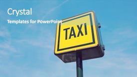  Presentation with taxi - Cool new presentation theme with taxi sign against blue backdrop and a  colored foreground