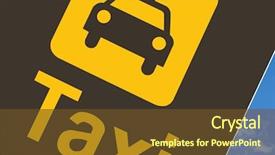  Presentation with taxi - Beautiful presentation theme featuring taxi sign at airport backdrop and a tawny brown colored foreground