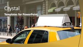  Presentation with taxi - Audience pleasing theme consisting of taxi-top-advertising-billboard-display backdrop and a tawny brown colored foreground