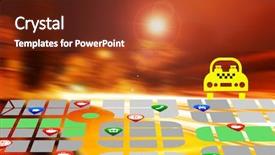  Presentation with vector - Colorful slide deck enhanced with taxi vector icon on map backdrop and a  colored foreground