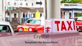  Presentation with hong kong china - Audience pleasing PPT theme consisting of taxis-at-star-ferry-terminal backdrop and a coral colored foreground