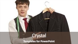  Presentation with man in suit and tie - Audience pleasing PPT theme consisting of taylor holds a handmade mans backdrop and a tawny brown colored foreground